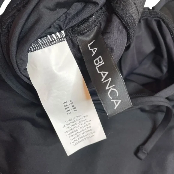 La Blanca Island Goddess Twist Tankini Top Black Size 6 New - Picture 5 of 5